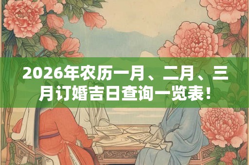 2026年农历一月、二月、三月订婚吉日查询一览表！