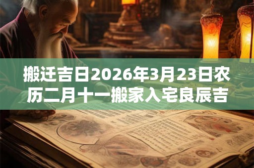 搬迁吉日2026年3月23日农历二月十一搬家入宅良辰吉时