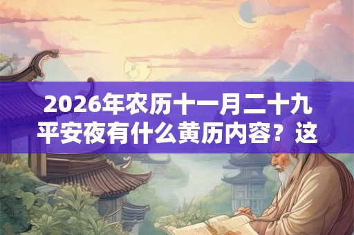 2026年农历十一月二十九平安夜有什么黄历内容?这天可以出殡吗? 2026年农历十一月二十九平安夜有什么黄历内容?这天可以出殡吗?