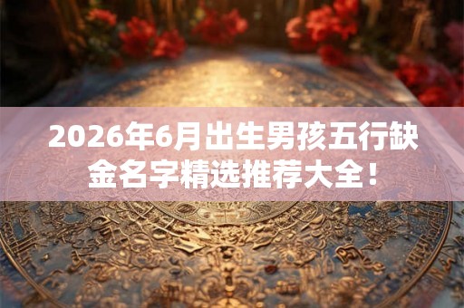 2026年6月出生男孩五行缺金名字精选推荐大全！
