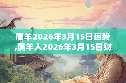 属羊2026年3月15日运势,属羊人2026年3月15日财运,生肖羊2026年3月15日运势 属羊2026年3月15日运势,属羊人2026年3月15日财运,生肖羊2026年3月15日运势