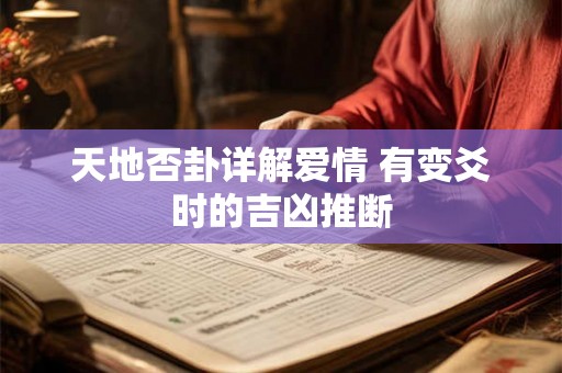 天地否卦详解爱情 有变爻时的吉凶推断