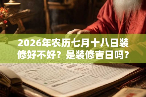 2026年农历七月十八日装修好不好？是装修吉日吗？