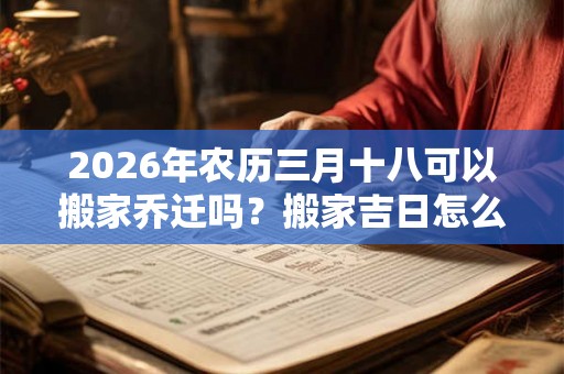 2026年农历三月十八可以搬家乔迁吗？搬家吉日怎么看？