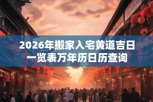 2026年搬家入宅黄道吉日一览表万年历日历查询