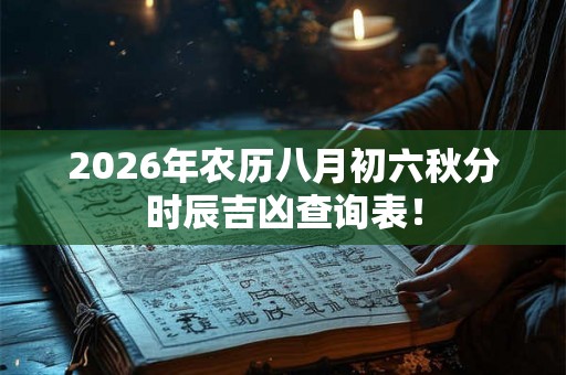 2026年农历八月初六秋分时辰吉凶查询表！