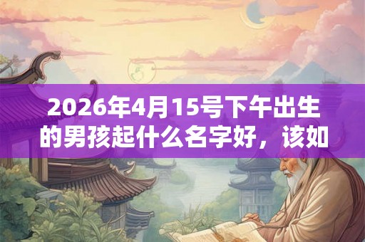 2026年4月15号下午出生的男孩起什么名字好，该如何取名？