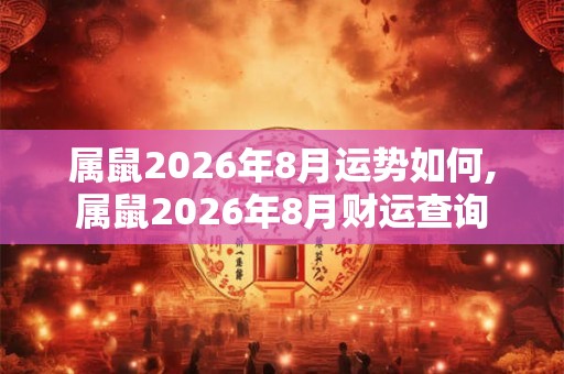 属鼠2026年8月运势如何,属鼠2026年8月财运查询