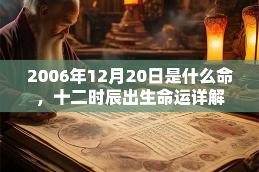 2006年12月20日是什么命，十二时辰出生命运详解