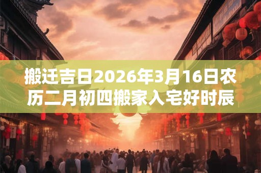 搬迁吉日2026年3月16日农历二月初四搬家入宅好时辰