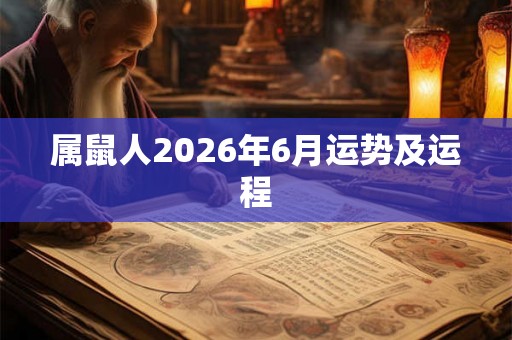 属鼠人2026年6月运势及运程