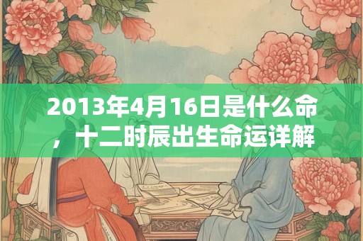 2013年4月16日是什么命，十二时辰出生命运详解
