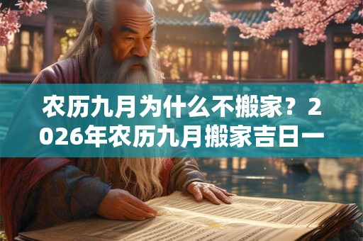 农历九月为什么不搬家？2026年农历九月搬家吉日一览！