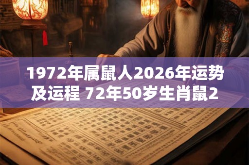 1972年属鼠人2026年运势及运程 72年50岁生肖鼠2026年每月运势