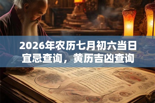 2026年农历七月初六当日宜忌查询，黄历吉凶查询