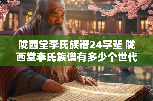 陇西堂李氏族谱24字辈 陇西堂李氏族谱有多少个世代