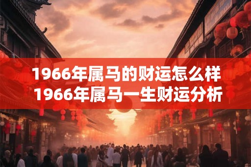 1966年属马的财运怎么样 1966年属马一生财运分析
