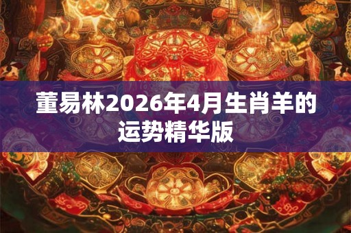 董易林2026年4月生肖羊的运势精华版 董易林2026年4月生肖羊的运势精华版