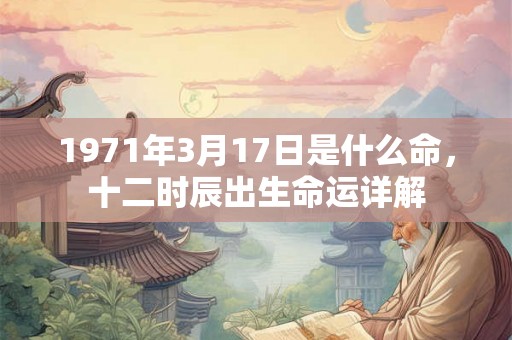 1971年3月17日是什么命，十二时辰出生命运详解