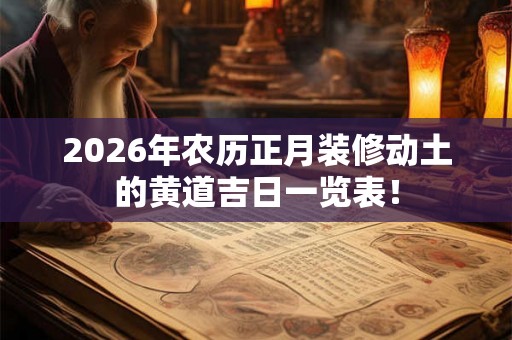 2026年农历正月装修动土的黄道吉日一览表！