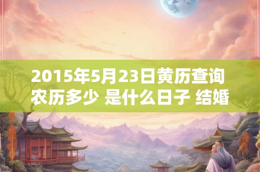 2015年5月23日黄历查询 农历多少 是什么日子 结婚吉时 2015年5月23日黄历查询 农历多少 是什么日子 结婚吉时
