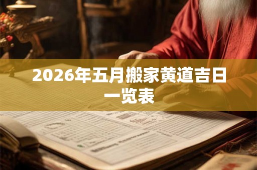 2026年五月搬家黄道吉日一览表