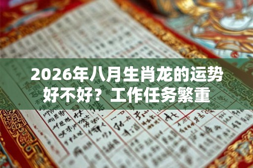 2026年八月生肖龙的运势好不好？工作任务繁重