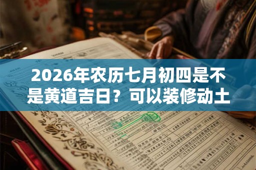 2026年农历七月初四是不是黄道吉日?可以装修动土吗? 2026年农历七月初四是不是黄道吉日?可以装修动土吗?