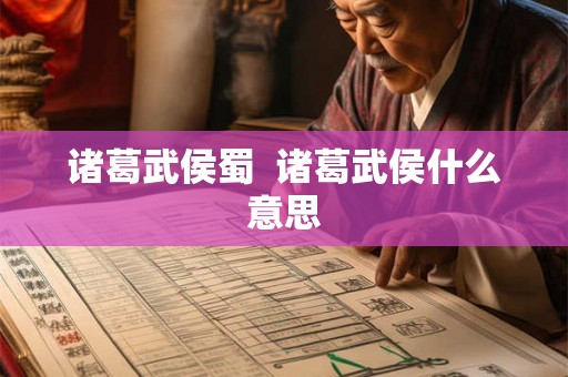 诸葛武侯蜀  诸葛武侯什么意思