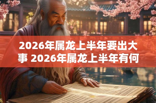 2026年属龙上半年要出大事 2026年属龙上半年有何大事
