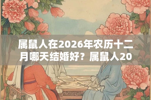 属鼠人在2026年农历十二月哪天结婚好？属鼠人2026年腊月结婚吉日