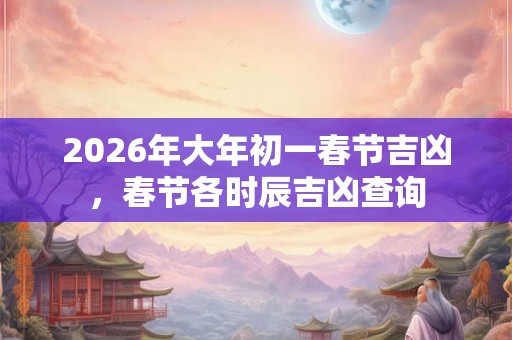 2026年大年初一春节吉凶,春节各时辰吉凶查询 2026年大年初一春节吉凶,春节各时辰吉凶查询