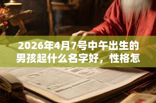 2026年4月7号中午出生的男孩起什么名字好，性格怎么样？