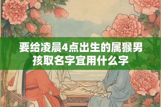要给凌晨4点出生的属猴男孩取名字宜用什么字