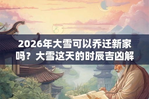 2026年大雪可以乔迁新家吗？大雪这天的时辰吉凶解析