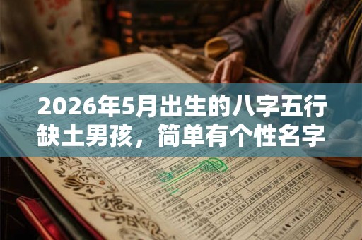 2026年5月出生的八字五行缺土男孩，简单有个性名字精选大全！