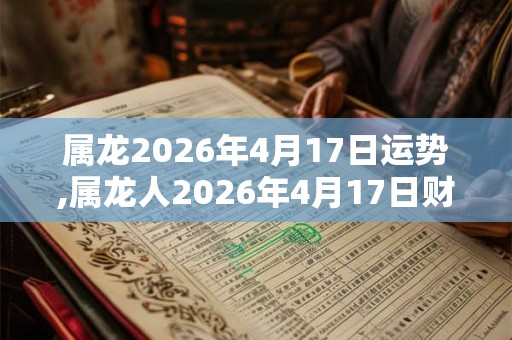 属龙2026年4月17日运势,属龙人2026年4月17日财运,生肖龙2026年4月17日运势