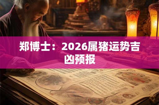 郑博士：2026属猪运势吉凶预报