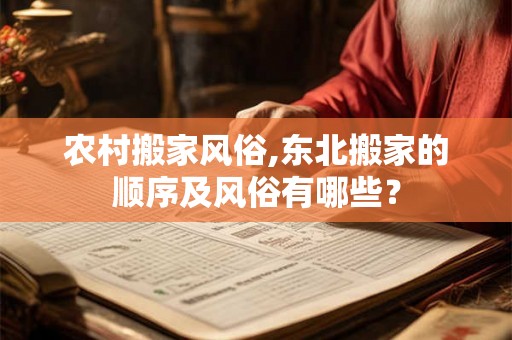 农村搬家风俗,东北搬家的顺序及风俗有哪些? 农村搬家风俗,东北搬家的顺序及风俗有哪些?