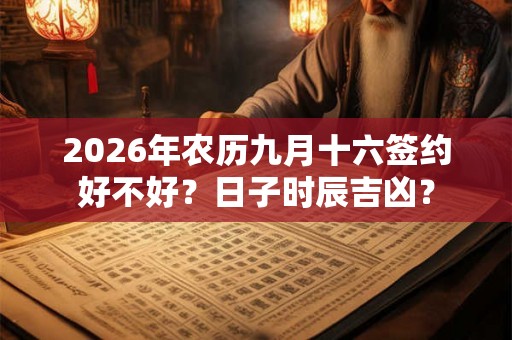 2026年农历九月十六签约好不好？日子时辰吉凶？