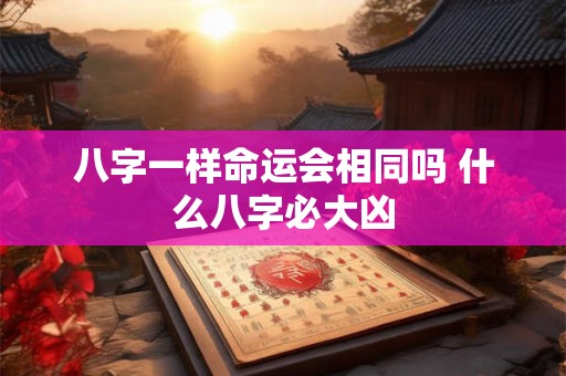 八字一样命运会相同吗 什么八字必大凶
