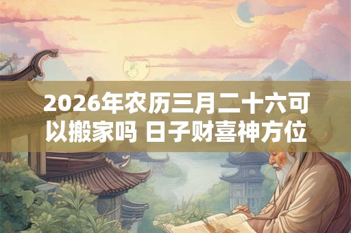 2026年农历三月二十六可以搬家吗 日子财喜神方位
