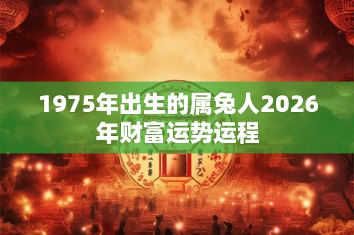1975年出生的属兔人2026年财富运势运程