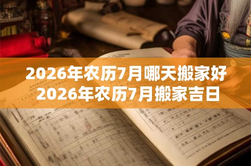 2026年农历7月哪天搬家好 2026年农历7月搬家吉日一览表