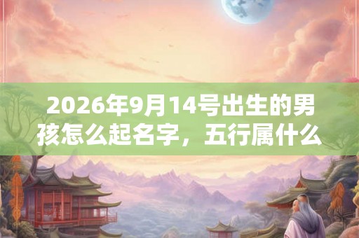 2026年9月14号出生的男孩怎么起名字，五行属什么