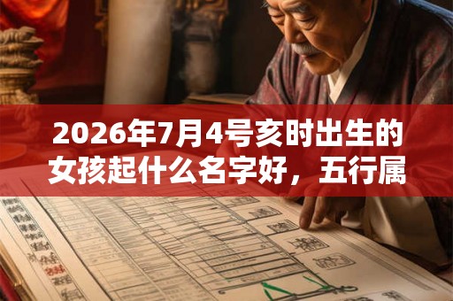 2026年7月4号亥时出生的女孩起什么名字好，五行属什么？