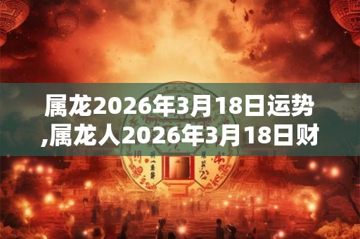 属龙2026年3月18日运势,属龙人2026年3月18日财运,生肖龙2026年3月18日运势