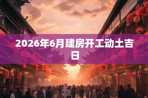 2026年6月建房开工动土吉日