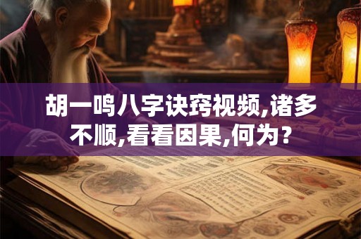 胡一鸣八字诀窍视频,诸多不顺,看看因果,何为？