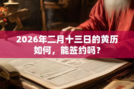 2026年二月十三日的黄历如何，能签约吗？